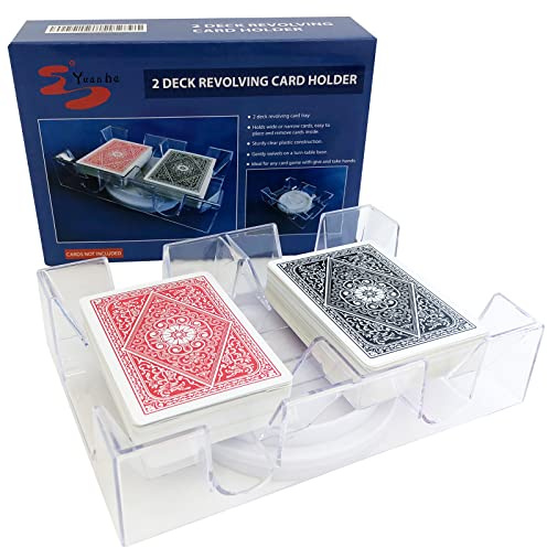 Yuanhe Bandeja de cartas giratoria de 2 cubiertas, soporte de cartas