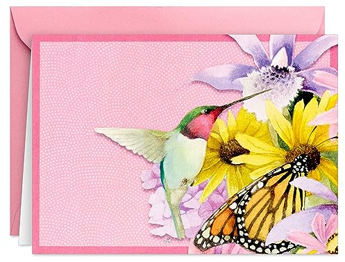 Hallmark Marjorlein Bastin Floral Notecards (20 Blank Cards with Envelopes) Butterfly & Hummingbird
