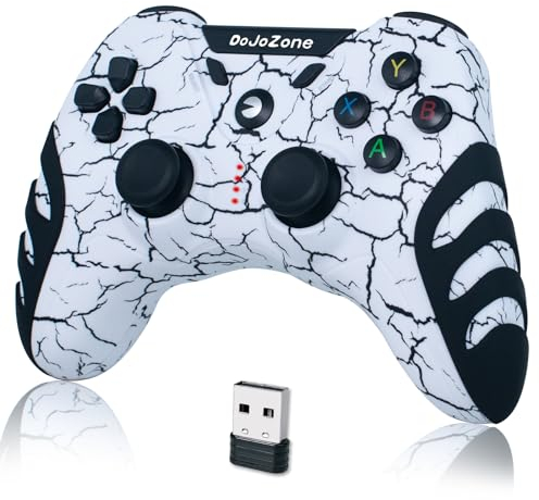 DoJoZone Controller PC Wireless, Joystick PC PS3 Controllers con Effetto Hall Joysticks/Vibrazione, 2,4G Wireless Gamepad per Windows 11/10/ 8/7, PS3, Steam, Laptop, Raspberry Pi, Android TV/TV Box