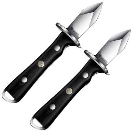 2 Pezzi Coltello Da Ostriche Professionale Scacciaostriche Coltello Per Sgusciare Ostriche Professionale in Acciaio Inossidabile 4CR13 Con Manico in Legno Comfort
