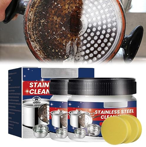 CrèMe Nettoyante Plaques Cuisson & Surfaces Inox,Nettoyant pour Acier Inoxydable, Nettoyant Universel, Spray D'Entretien pour Un Nettoyage Efficace Dissout La Graisse Et Les ImpuretéS (2 Pcs)