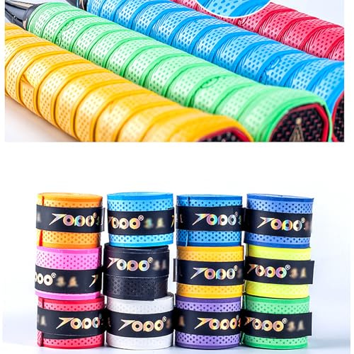 Lvpradior Confezione da 30 impugnature per racchetta, nastro adesivo di ricambio per tennis, badminton, squash, hockey, padel, pickleball, presa antiscivolo e assorbente, multicolore