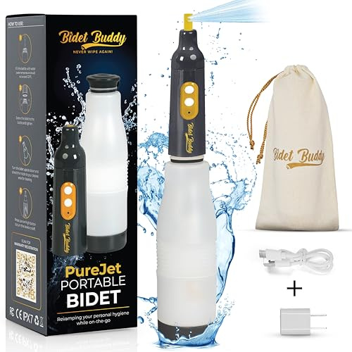 BIDET BUDDY® PureJet Portable Bidet for Travel & Camping | Rechargeable Electric Travel Bidet | Waterproof Compact USB-C Personal Hygiene Bidet with High Pressure Spray Design - Obsidian Drift
