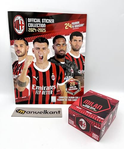 manuelkant Album + Scatola Box 50 bustine di figurine per la raccolta di MILAN Official Sticker Collection 2024 2025