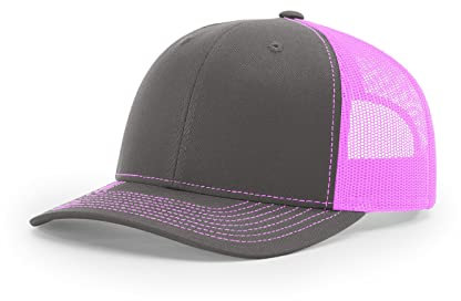 Joe's USA Richardson 112 Trucker Hats Women and Men- Adjustable Snapback Hat-OSFM-Charcoal/Neon Pink