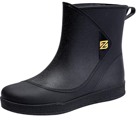 Botines de goma para hombre, resistentes al agua, zapatos de lluvia, cortos, ligeros, transpirables, antideslizantes, cómodos, informales, resistentes a la lluvia, para exteriores, Negro , 43 EU