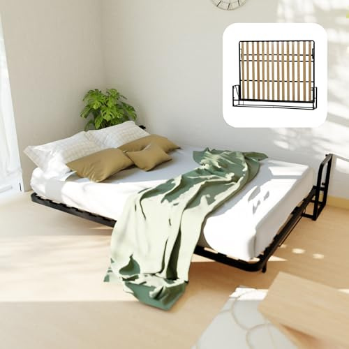 Wallbedking Cama Abatible Clásica Horizontal 200x150 - Mecanismo Pistón a Gas, Soporta hasta 350kg, Diseño Ahorro de Espacio, Fácil Ensamblaje, Compatible con Colchones Estándar (hasta 30cm)
