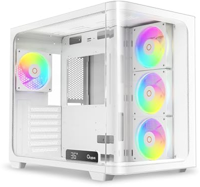 Iota C70 WH Curve ARGB Caja para PC Gaming ATX Digital de Torre Media,Vista panorámica Curvada de 270°, visualización de la Temperatura en Tiempo Real,4 PWM preinstalados,para ATX/MATX/ITX
