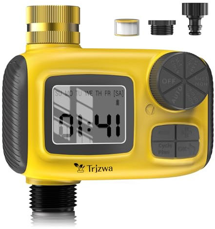TRJZWA Computer per Irrigazione Automatica,Timer per Irrigazione con Ingresso in Ottone,Unità di Controllo Automatico per Irrigazione Temporizzata IP55 Impermeabile Sistema di Irrigazione Digitale