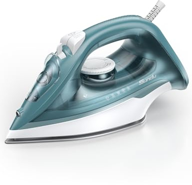 Home Steam 1500W Blue Steam Iron & Vertical Steamer, 350ml Leak-Proof Tank, Auto-Off Safety, Burst of Steam, Self-Clean, Anti-Calc, Anti-Drip, Ceramic Soleplate Dark Red