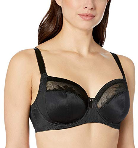 Fantasie Women's Illusion Underwire Side Support Bra Full Coverage, Sheer, Black, 36H UK-36K US