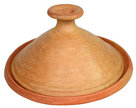 Marokkanische Tajine unglasiert Ø 31 cm Tontopf zum kochen 4-5 Personen Schmortopf Tuareg Original aus Marokko Gartopf für Nord afrikanische Küche Handgetöpfert aus Marrakesch Frei von Schadstoffe