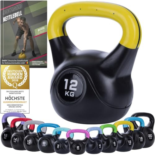 Body & Mind® Kettlebell Ball Hantel plast 2-20 kg - Träningshantel för styrketräning - Professionell fitness svinghantel