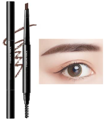 Professional Augenbrauenstift Wasserfest mit Dreieckiger Präzisionsspitze,Augenbrauenstift Double Ended Wasserfest,Langlebig, Natürliche,Wischfest(Large-Braun)