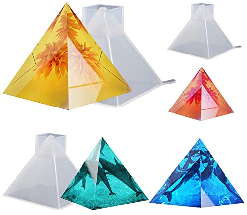 Bekecidi 3 stampi in resina piramidale, stampi in resina epossidica, piramide, in silicone, per colata di resina, creazione di gioielli, fai da te, decorazione per la casa