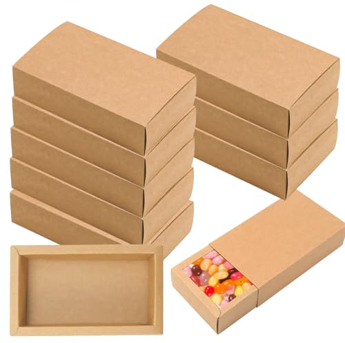 LANSKYLAN 18 Packung Kraftpapier Schubladenbox Geschenkbox Braun Großbriefkartons Versandkartons 172*102*42mm Karton Geschenk Box Kraftpapier Schubladenboxen Klein Geschenkschachtel für Gastgeschenke