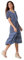 Roman Originals Shirred Empire Waist Dress for Women UK Ladies Midi Maxi Summer Spring Tiered Frill Hem Short Sleeve V Neck Button Through Boho Bohemian Holiday Cruise - Petite Navy Blue - Size 12