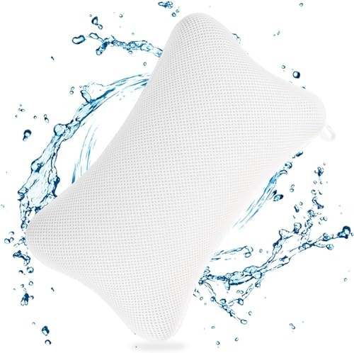 Badewannenkissen Weiß mit 4 Stück Saugnäpfen, Badewannenkissen Nacken, Kopfkissen für optimale Nacken Entspannung