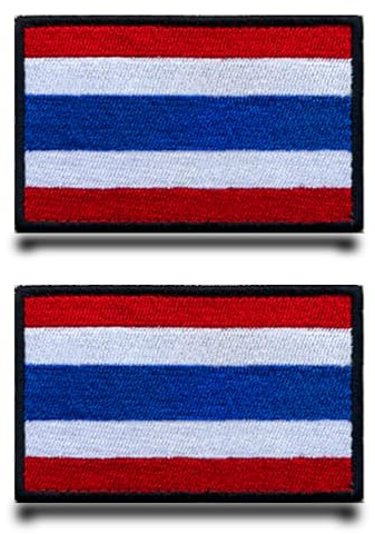2 stycken thailändska flagglappar, kardborreband, taktisk militär thailand-lapp, patch med kardborreband, airsoft patch för jacka, kardborreband, ryggsäckar, taktiska kläder, väskor, märken