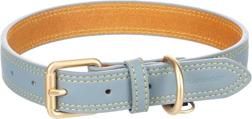 Flamingo halsband för hund Virginia ljusblå L 43–53 cm 25 mm – med en ring för ID-hänge – sydd för extra styrka