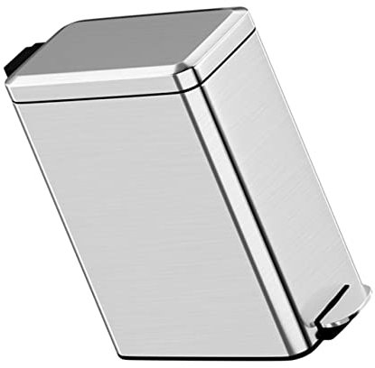 Luxshiny Pedal Trash Can Step Dust Bin for Kitchen Bathroom Stainless Steel Material Easy to Use Foot Pedal Design
