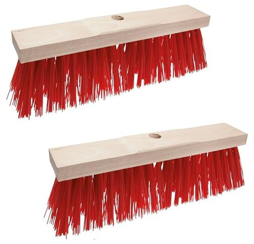 Escoba de calle (2 unidades, 400 mm de ancho, con agujero de mango de 24 mm de diámetro, para suciedad gruesa)