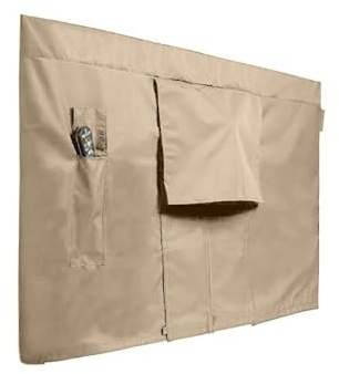Covermates Outdoor Full TV Cover – Water-Resistant All-Weather Protection for Mounted & Freestanding TVs, 12-Gauge Vinyl with Remote Pocket & Secure Touch Fastener Closure, 55-59 Inches, Classic Tan