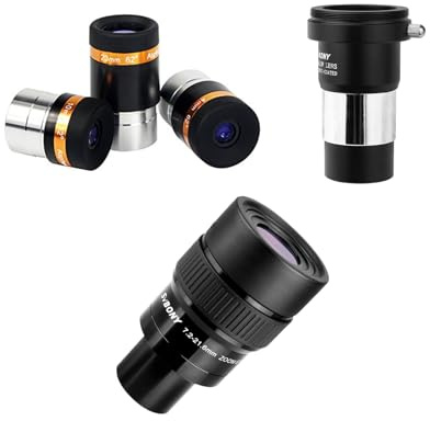 SVBONY 62 Degrees Telescope Eyepieces 4mm 10mm 23mm & 2X Barlow Wide Angle Aspheric Telescope Eyepiece Set Bundle with SV191 Zoom Eyepiece, Zoom 7.2-21.6 Parfocal Design for Astronomical Observation