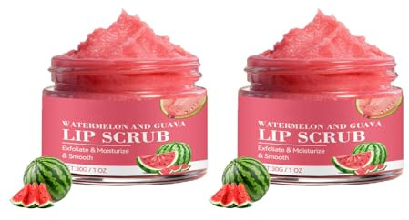 Watermelon Sugar Lip Scrub Exfoliator - Gentle Exfoliating Lip Scrub for Dark Lips, Deep Cleansing & Natural Hydration to Smooth, Soften, Renew for Dry, Flaky Lips, GentleExfoliator for Women&Men 2Pcs