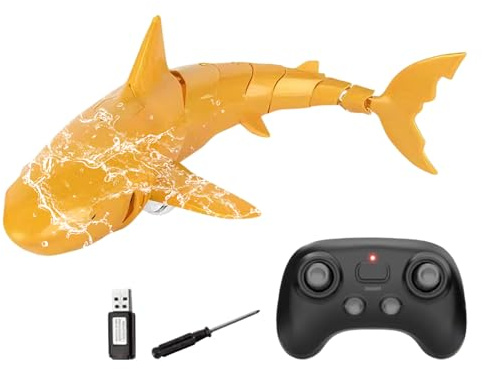 Pruojhw Juguete De Tiburón - Realista E Impermeable Al Agua - Juguetes de Tiburón a Control Remoto para Niños,para Niños, Niñas, Cumpleaños, Navidad, Año Nuevo, Playa, Piscina, Exterior, Interior,