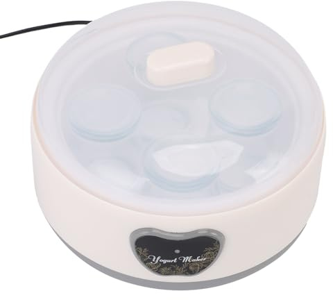 AUNMAS 15W 1,2L Automatisk Yoghurtmaskin med 5 Koppar, Rostfritt Stål Exakt Temperaturkontroll Multifunktionell Yoghurtmaskin för Grekisk Yoghurt, Ost, Natto