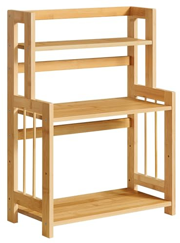 SONGMICS Especiero, Estante de Especias, Estante Almacenamiento de 3 Niveles, en la Encimera, Organizador, Marco de Bambú, para Cocina, Comedor, Oficina, Beige Natural OFS047Y101