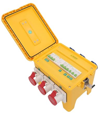 GOTOTOP Power Distribution Box, Outdoor Power Distribution Box with 3P 4P CEE Sockets, 16A for Construction Sites and Gardens