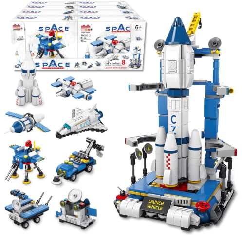 Space Shuttle 19-in-1 Stem Set, 616 PCS Juguete Espacial City Nave Espacial Kit de Construcción con Avión Aeroespacial, Torre de Lanzamiento, Satélite y Estación Espacial, Regalo de Cumpleaños