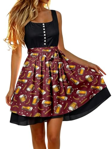 Dirndl förkläde enkelt dirndlförkläde med rosett, kostymmode, dirndlförkläde, kostymförkläde med knytband, Dirndl-förkläden kvinnor för bayersk oktoberfest outfit