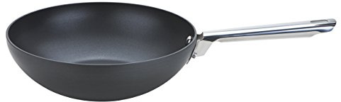 Anolon Professional Stirfry-26cm-Premium Non Stick Stir Fry pan Aluminium Cookware - Oven and Dishwasher Safe, Hard-Anodized Aluminum, Black, 46 x 26.5 x 8 cm