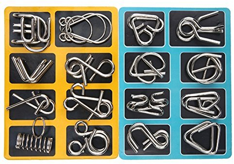 Knobelspiele Capalta Blume 16 Stück Metall Knobelei 3D Brainteaser Puzzle Metallpuzzle Geschenke für Kinder Teenager & Erwachsene