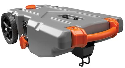 Camco Rhino 36-Gallon Portable Camper/RV Tote Tank - Features Large Heavy-Duty No-Flat Wheels & Built-in Gate Valve - Removable Steel Tow Adapter, 3’ RV Sewer Hose & More RV Accessories (39006)