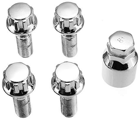Viviance M12 x 1,5 Alliage D'Aluminium Boulon Roue Pneu Anti-Vol Vis Écrou Compatible avec B-MW 1 3 5 Series E39 E46 E90 E91 E92 E93 Compatible avec Re-Nault Megane Laguna Master Trafic Clio