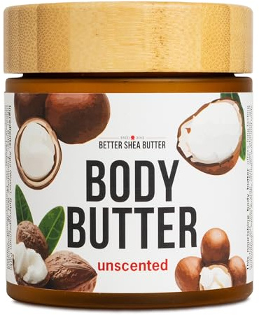 Unscented Body Butter for Dry Skin | with Raw Shea Butter and Jojoba Oil | Deep Moisturizer Safe for Sensitive Skin, Non Greasy, Fragrance Free | 8 oz