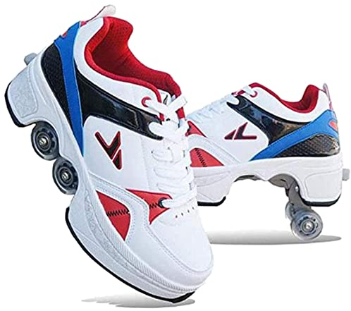 HUOQILIN Unisex-Kinder Skateboard Schuhe Kinderschuhe Mit Rollen Skate Shoes Rollen Schuhe Sportschuhe Laufschuhe Sneakers Mit Rollen Kinder Jungen Mädchen,34