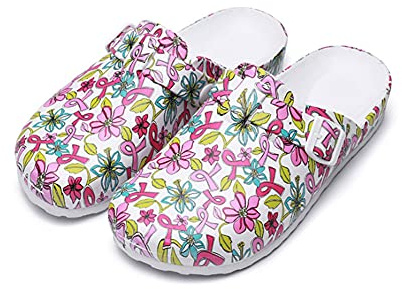 ERLINGO Dam trädgård träskor, dam träskor i tryck design tofflor skor lätt trädgård sjuksköterska strand kök träskor andningsbara inomhus utomhus slip-on promenadsandaler, Blommig, 38 EU