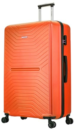 FLYMAX XL 32 Extra Large Suitcase 4 Wheel Lightweight Luggage Hard Shell Check in Hold Travel ABS 125 Litre Capacity Travel Case with 3 Digit Combination Lock + Telescopic Handle Orange