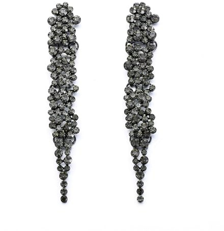 EVER FAITH Boucles d'oreilles en Cristal Strass Banquet Long Lustre Pendaison Boucles d'oreilles pour Femme Mariage Prom Mariée Clair Ton d'argent
