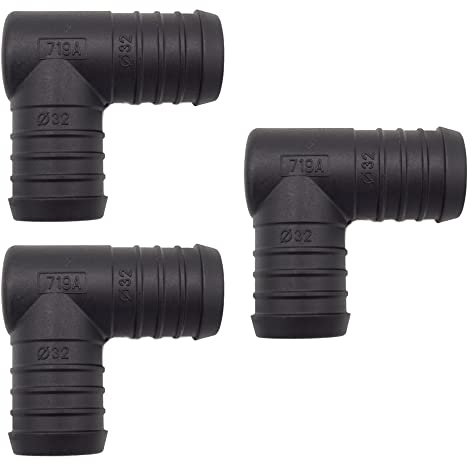 3 x YOU.S Original Schlauchverbinder Zwischenstück RGV Ø 32x32 mm 90° Winkel - L Form