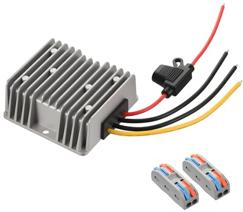 DC 36V/48V to 24V 10A 240W Step Down Converter Voltage Regulator Golf Cart Buck Reducer Power Converter Waterproof Module Transformer with Fused