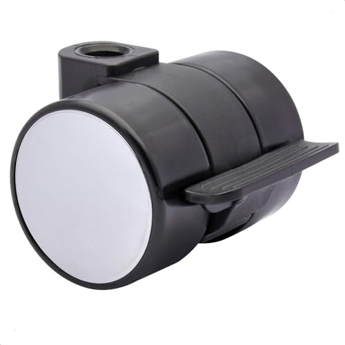 WAGNER 01020101 - Rueda doble para muebles, diámetro de 38 mm, altura de construcción 40 mm, bloqueo, color negro con tapa cromada, capacidad de carga de 50 kg