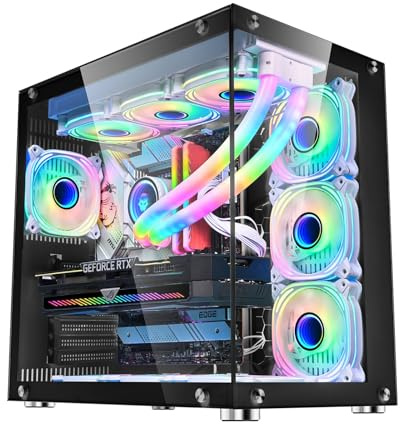 Boitier ATX Boîtiers D'ordinateur, Boîtier De Jeu PC De Taille Moyenne ATX/M-ATX - Port E/S Avant USB 3.0 - Onde Trempée Double Face - Système De Gestion Des Câbles - Prêt For Le Refroidissement Par E
