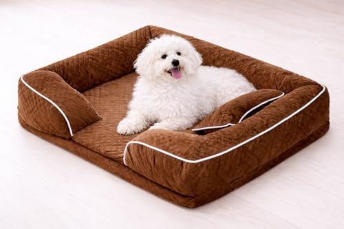 Cama Ortopédica para Perros Medianos 68x54 cm – Viscoelástica con Cojín Ergonómico, Impermeable y Lavable – Sofá para Perro Antiestrés con Funda Desenfundable – Cama Transpirable Verano e Invierno