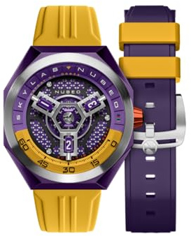 Nubeo Reloj automático Skylab de 48 mm para hombre con pulsera de acero inoxidable sólido NB-6083, añil, Correa